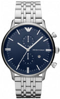 Emporio Armani Gianni Chronograph Blue Dial Silver Steel Strap Watch For Men - AR1648