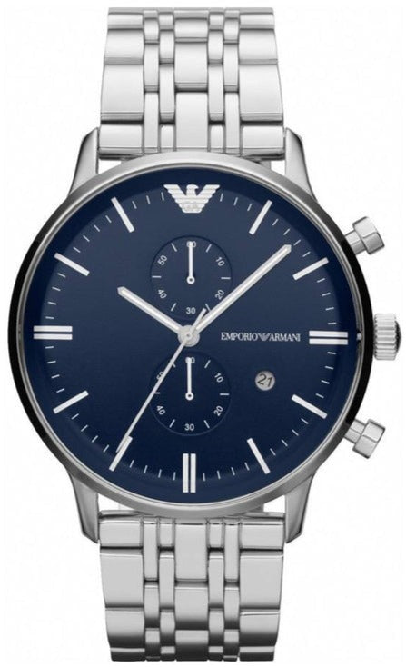 Emporio Armani Gianni Chronograph Blue Dial Silver Stainless Steel Watch For Men - AR1648