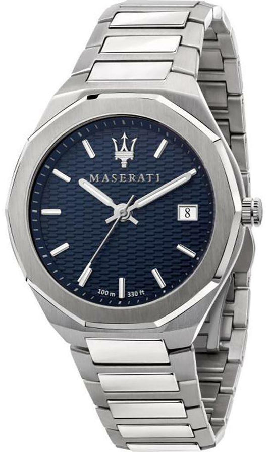 Maserati Stile Blue Dial Silver Stainless Steel Strap Watch For Men - R8853142006