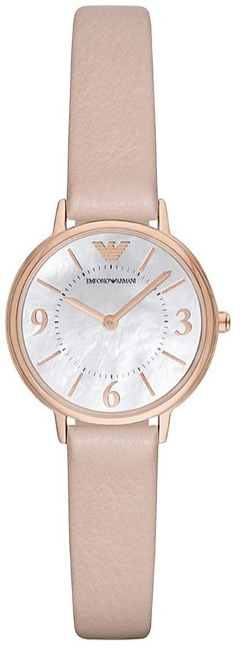 Emporio Armani Kappa White Mother of Pearl Dial Pink Strap Watch For Women - AR2512