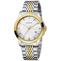 Gucci G Timeless Quartz Silver Dial Two Tone Mesh Bracelet Watch For Men - YA126409