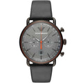 Emporio Armani Aviator Grey Dial Grey Leather Strap Watch For Men - AR11168