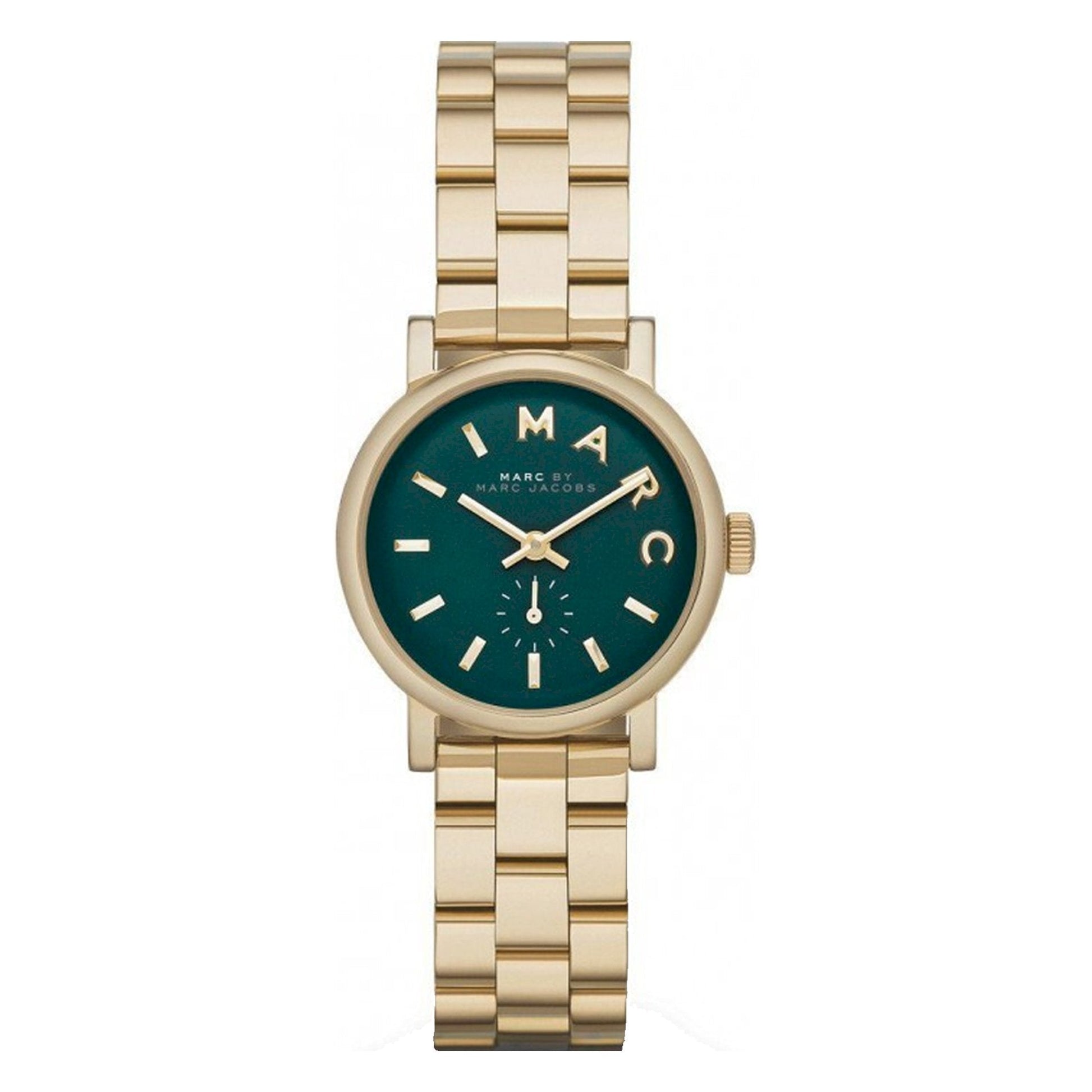 Marc Jacobs Baker Green Dial Gold Stainless Steel Strap Watch for Women - MBM3249