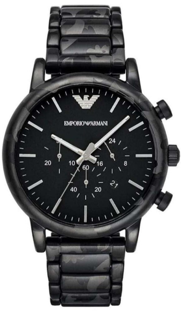 Emporio Armani Luigi Chronograph Black Dial Black Steel Strap Watch For Men - AR11045