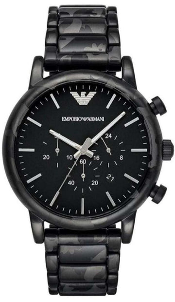 Emporio Armani Luigi Chronograph Black Dial Black Steel Strap Watch For Men - AR11045