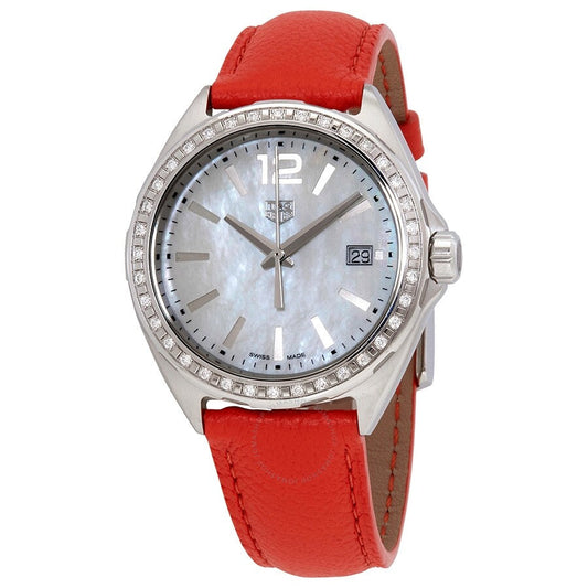 Tag Heuer Formula 1 35mm Quartz Mother of Pearl Dial Orange Leather Strap Watch for Women - WBJ131A.FC8250