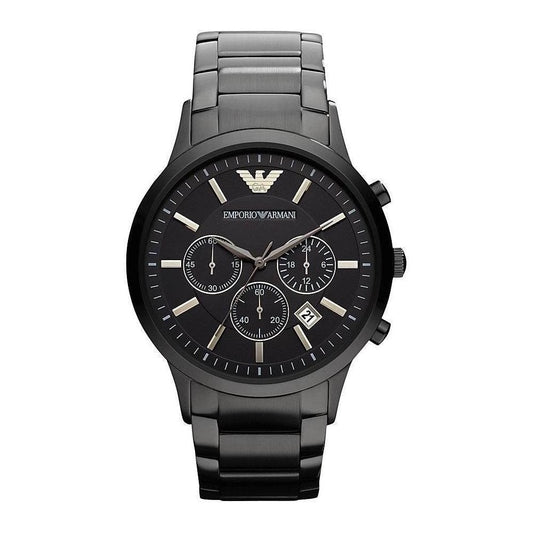 Emporio Armani Classic Chronograph Black Dial Black Stainless Steel Strap Watch For Men - AR2453