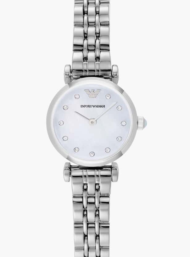 Emporio Armani Gianni T Bar Blue Dial Silver Steel Strap Watch For Women - AR1961