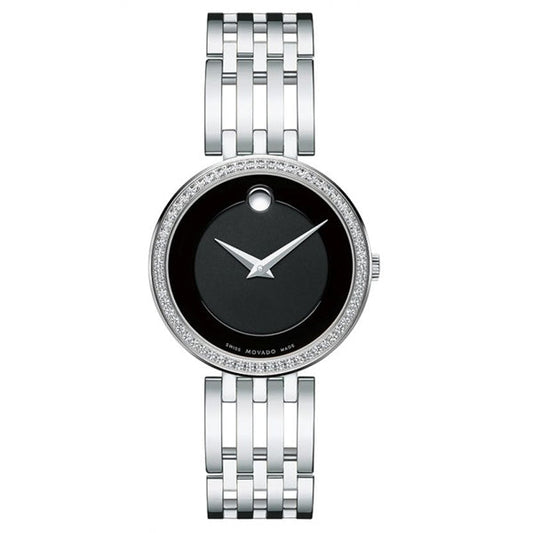 Movado Esperanza 63 Diamond Bezel Black Dial Watch For Women - 0607052