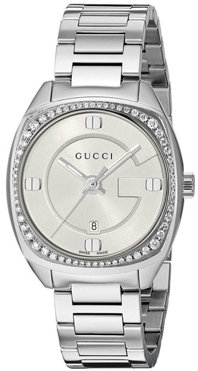 Gucci G Frame White Dial Stainless Steel Diamond Watch For Women - YA142506