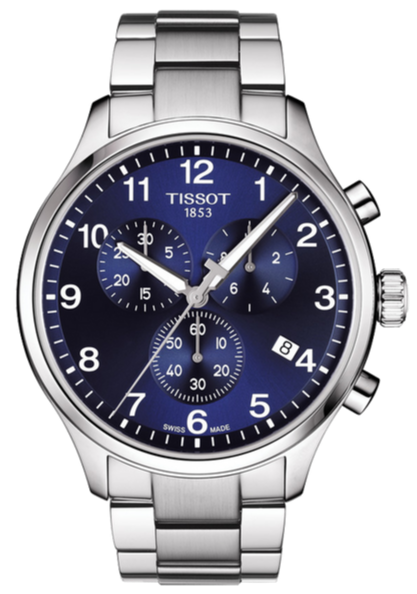 Tissot T Sport Chrono XL Classic Blue Dial Silver Steel Strap Watch For Men - T116.617.11.047.01