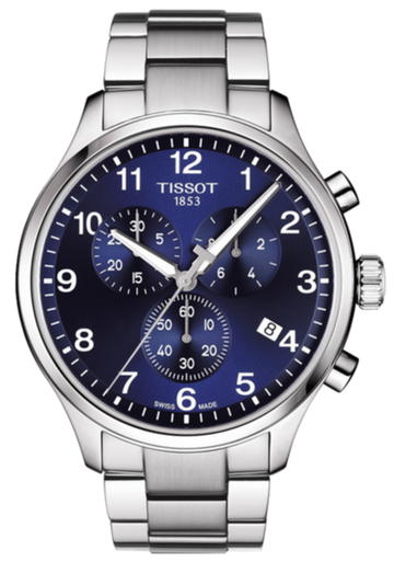 Tissot T Sport Chrono XL Classic Blue Dial Silver Steel Strap Watch For Men - T116.617.11.047.01