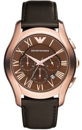 Emporio Armani Chronograph Brown Dial Brown Leather Strap Watch For Men - AR1701