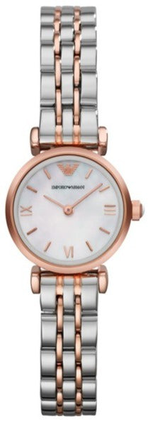 Emporio Armani Gianni T Bar Mother of Pearl Dial Two Tone Steel Strap Watch For Women - AR1689
