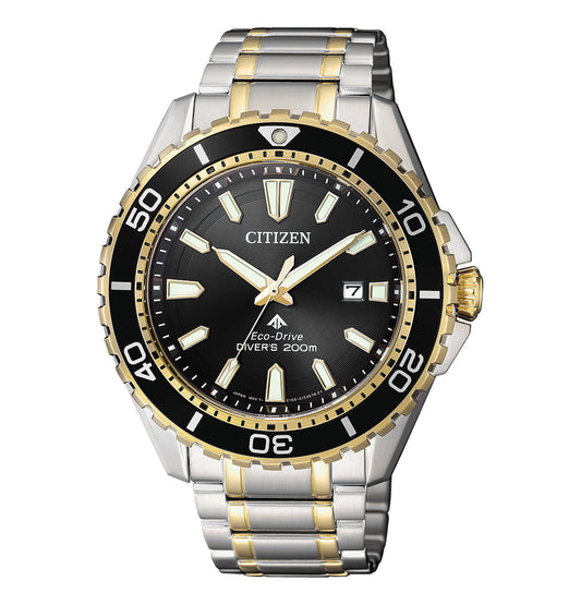 Citizen Eco Drive Promaster Diver Black Dial Two Tone Stainless Steel Watch For Men - BN0194-57E