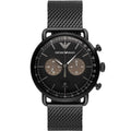 Emporio Armani Aviator Black Dial Black Mesh Bracelet Watch For Men - AR11142