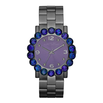 Marc Jacobs Amy Purple Dial Black Stainless Steel Strap Watch for Women - MBM3224