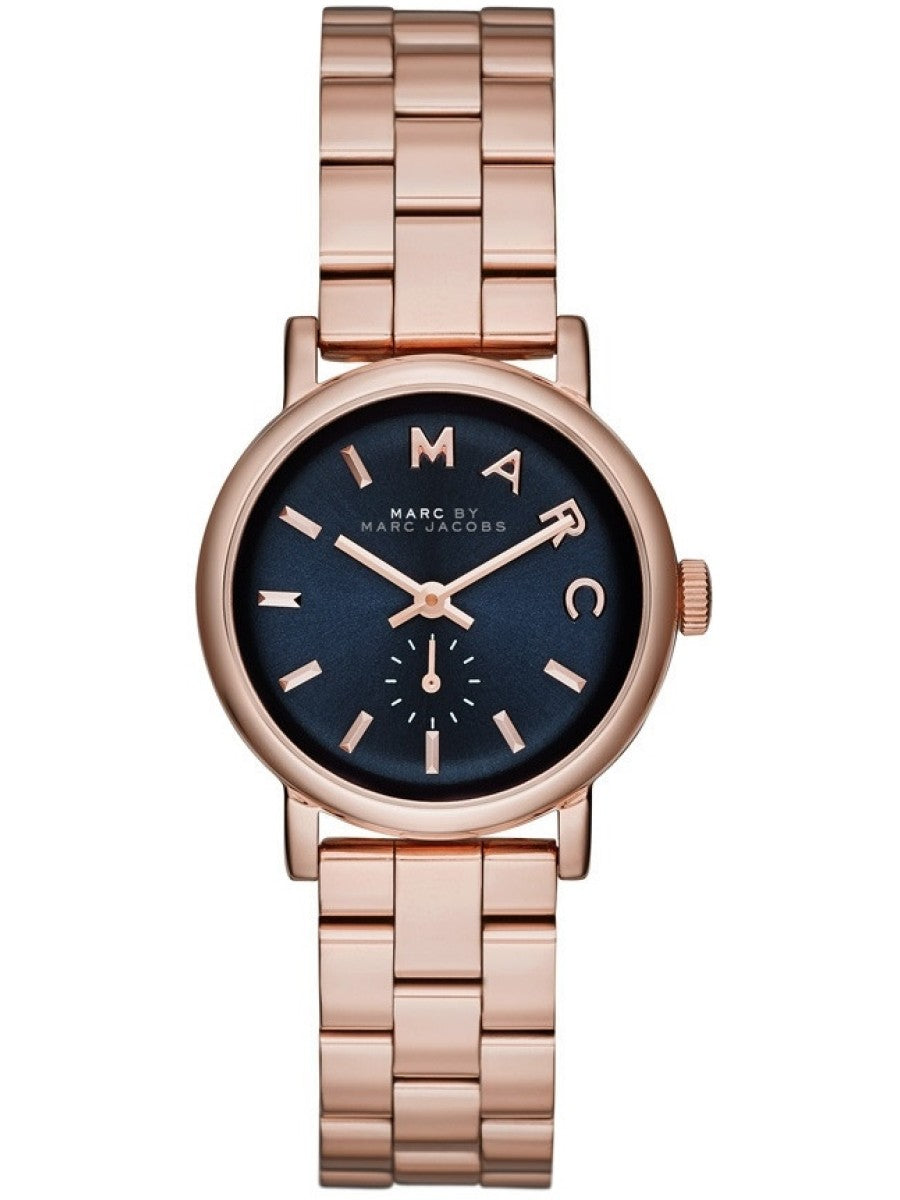 Marc Jacobs Baker Navy Blue Dial Rose Gold Stainless Steel Strap Watch for Women - MBM3332