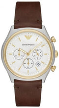 Emporio Armani Chronograph White Dial Brown Leather Strap Watch For Men - AR11033