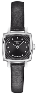 Tissot Lovely Square Diamonds Black Dial Black Leather Strap Watch For Women - T058.109.16.056.00