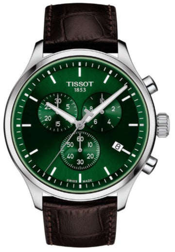 Tissot Chrono XL Classic Chronograph Green Dial Brown Leather Strap Watch For Men - T116.617.16.091.00