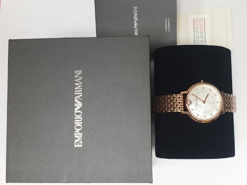 Emporio Armani Kappa Analog Mother of Pearl Dial Rose Gold Steel Strap Watch For Women - AR11006