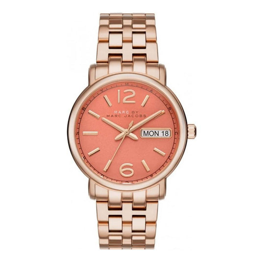 Marc Jacobs Marc Fergus Orange Dial Rose Gold Stainless Steel Strap Watch for Women - MBM8648