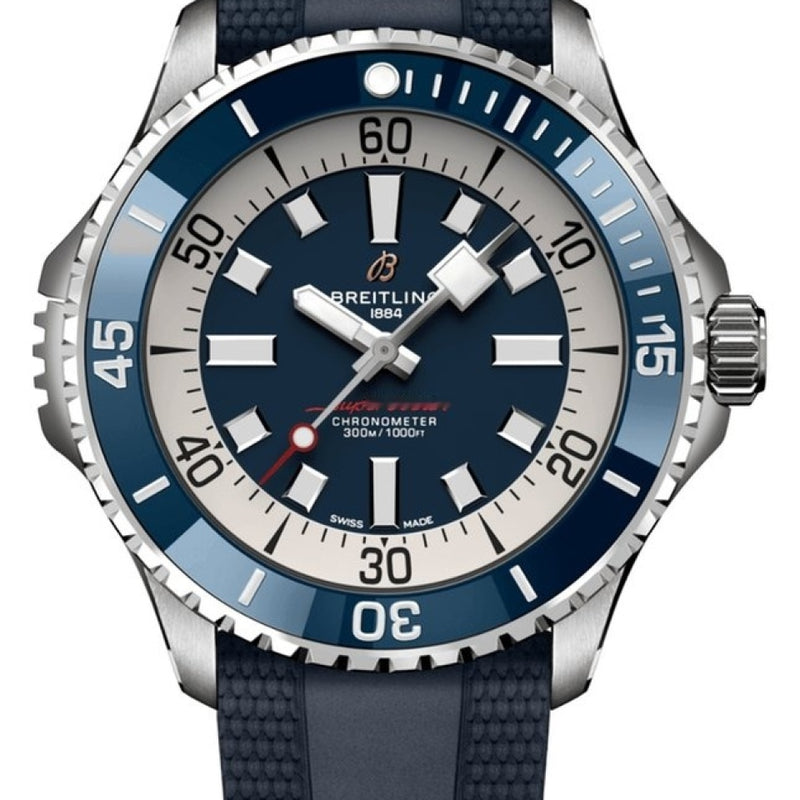 Breitling Superocean Automatic 46 Blue Dial Blue Rubber Strap Watch for Men - A17378E71C1S1