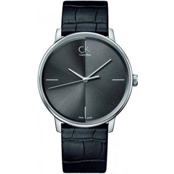 Calvin Klein Accent Black Dial Black Leather Strap Watch for Men - K2Y211C3