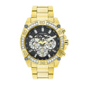 Guess Trophy Diamonds Black Dial Gold Steel Strap Watch for Men - GW0390G2