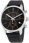 Calvin Klein City Chronograph Black Dial Black Leather Strap Watch for Men - K2G271C1