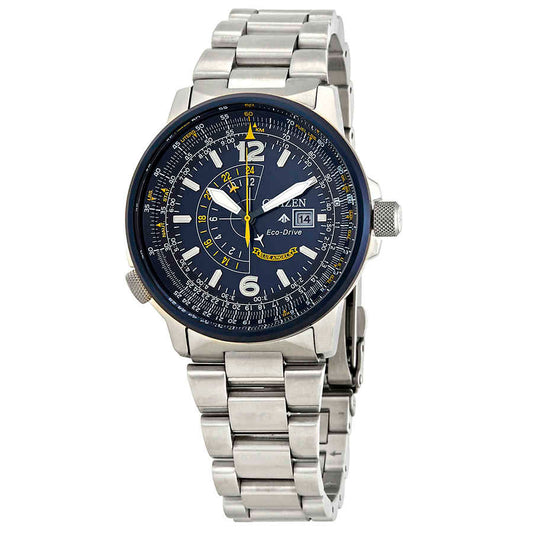 Citizen Pro Master Nighthawk Eco Drive Navy Blue Dial Silver Stainless Steel Watch For Men - BJ7006-56L