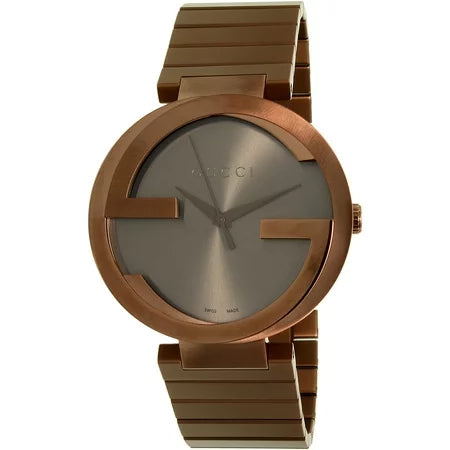 Gucci Interlocking XL Brown Dial Brown Steel Strap Watch For Men - YA133211