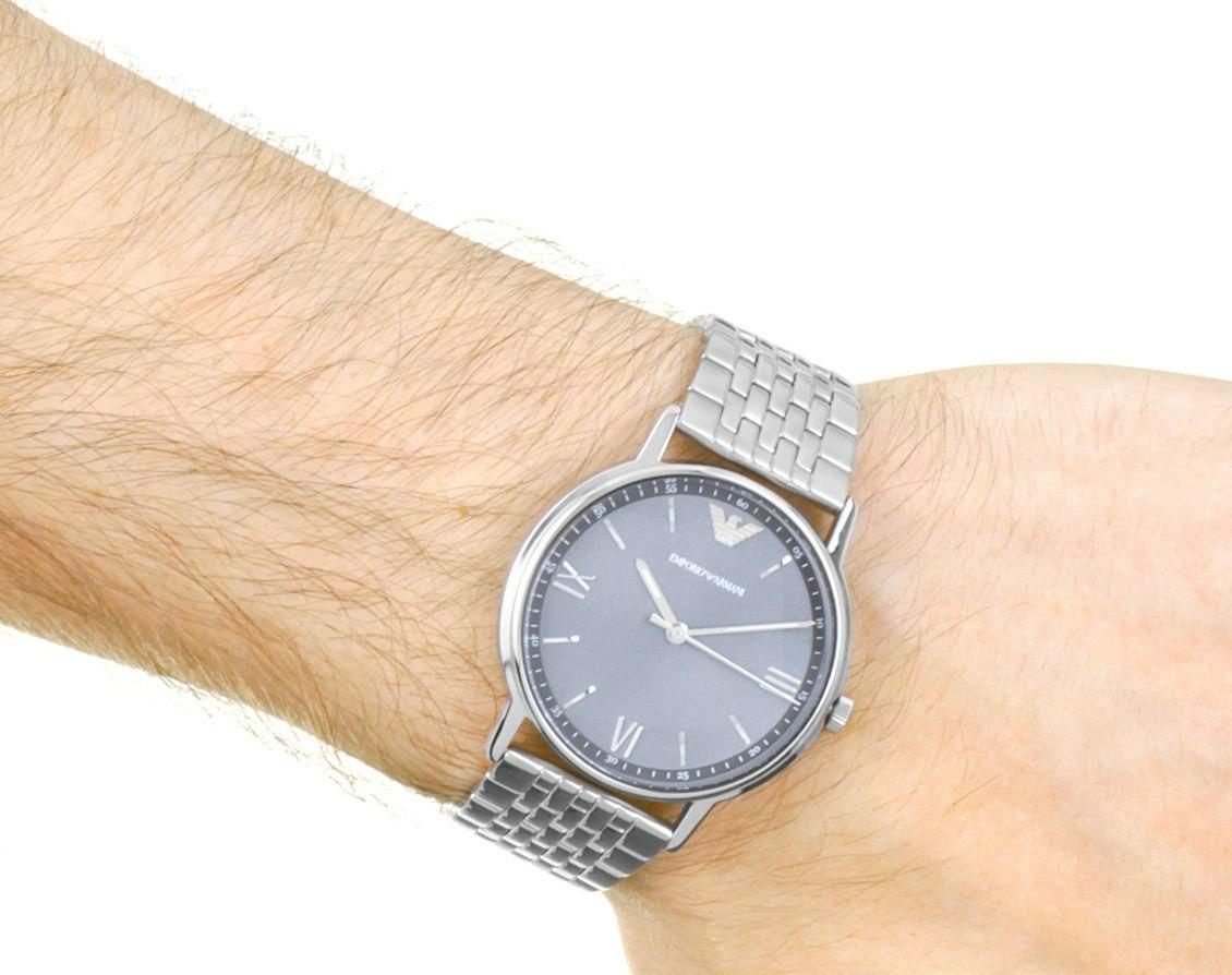 Emporio Armani Kappa Quartz Grey Dial Silver Mesh Bracelet Watch For Men - AR11068