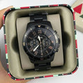 Fossil Grant Sport Chronograph Black Dial Black Steel Strap Watch for Men - FS5374