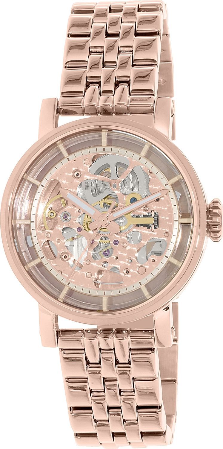 Fossil Boyfriend Automatic Skeleton Rose Gold Dial Rose Gold Steel Strap Watch for Women - ME3065