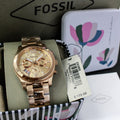 Fossil Boyfriend Multifunction Rose Gold Dial Rose Gold Steel Strap Watch for Women - ES3885