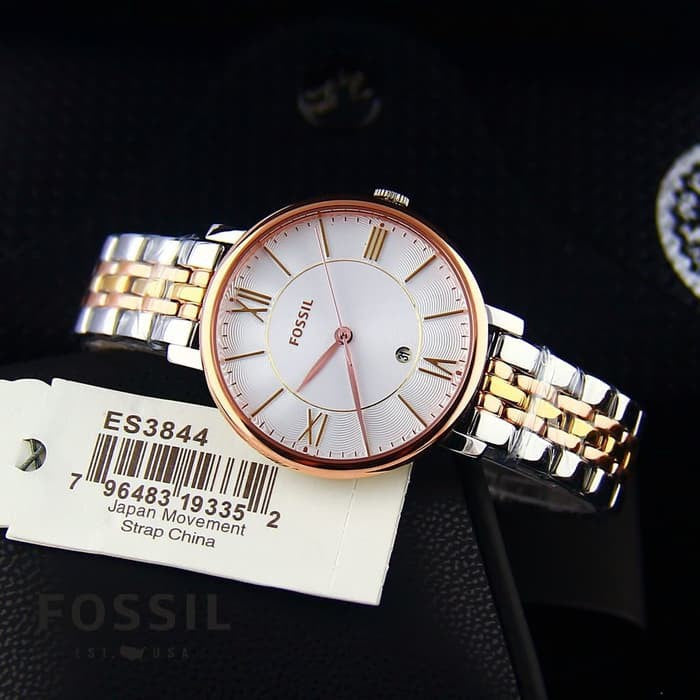 Fossil Jacqueline White Dial Two Tone Steel Strap Watch for Women - ES3844