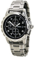 Fossil Dean Chronograph Black Dial Silver Steel Strap Watch for Men - FS4542