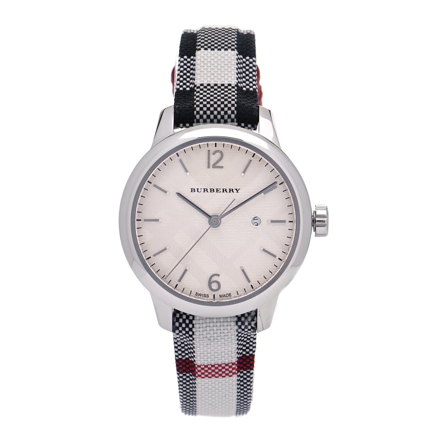 Burberry Classic Silver Dial Horseberry Black Leather Strap Watch for Women - BU10103