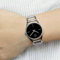 Calvin Klein Stately Black Dial Silver Steel Strap Watch for Women - K3G23121