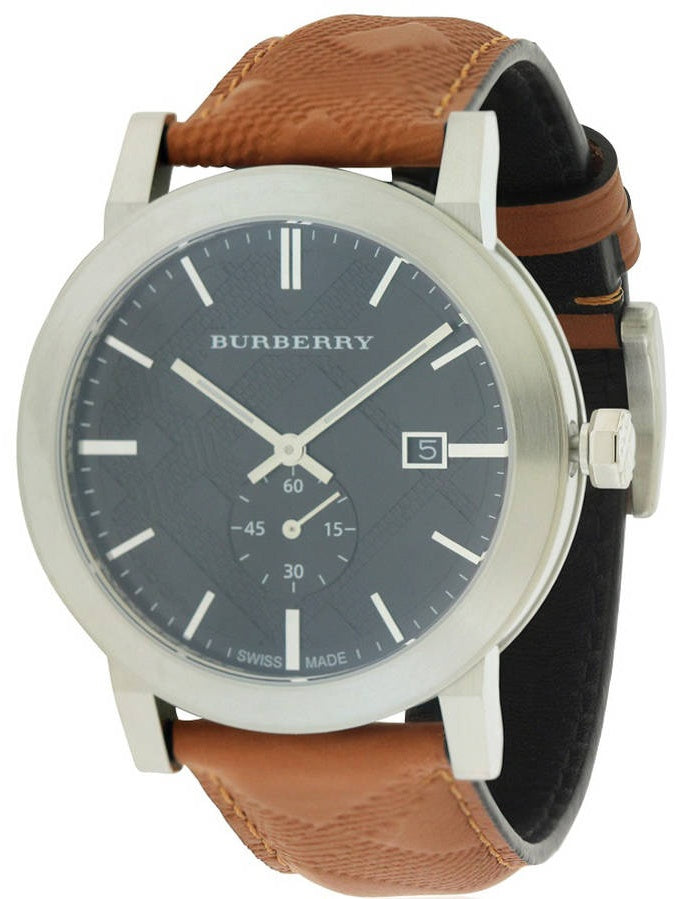 Burberry The City Black Dial Brown Leather Strap Watch for Men - BU9905