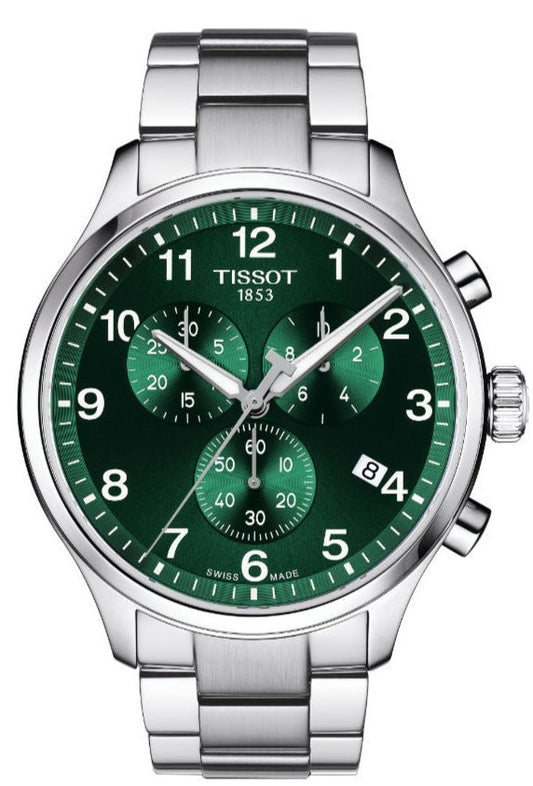 Tissot Chrono XL Classic Green Dial Silver Steel Strap Watch for Men - T116.617.11.091.00
