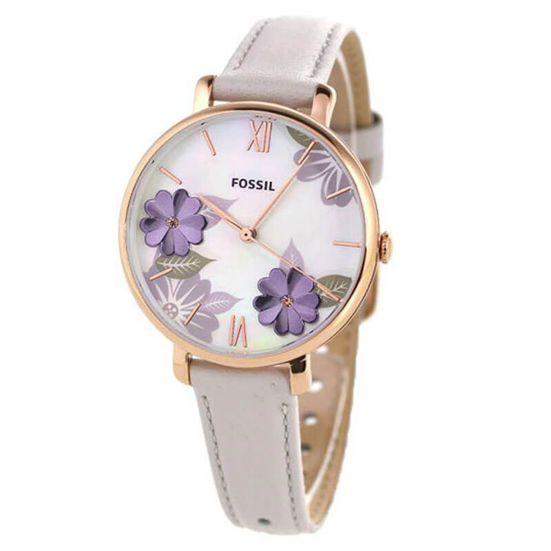 Fossil Jacqueline Mother of Pearl Dial White Leather Strap Watch for Women - ES4672