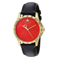 Gucci G Timeless Quartz Red Dial Black Leather Strap Watch For Men - YA126464