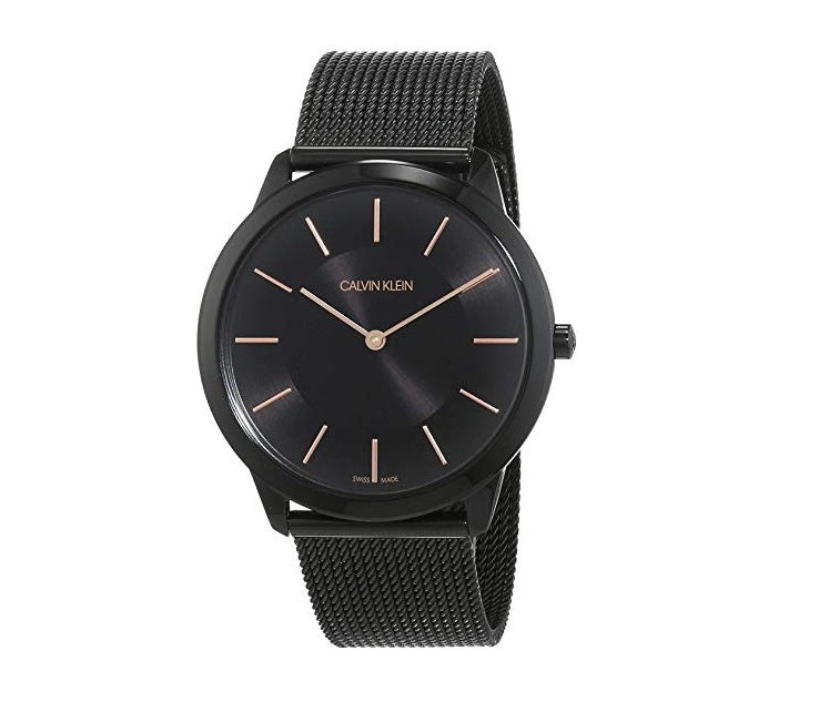 Calvin Klein Minimal Black Dial Black Mesh Bracelet Watch for Men - K3M21421