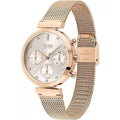 Hugo Boss Flawless Chronograph Silver Dial Gold Mesh Bracelet Watch for Women - 1502553