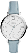 Fossil Jacqueline White Dial Light Blue Leather Strap Watch for Women - ES3821