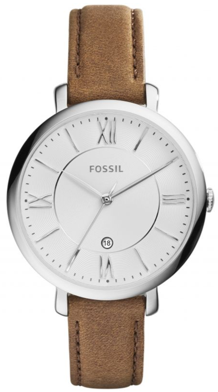 Fossil Jacqueline White Dial Brown Leather Strap Watch for Women - ES3708