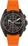 Hugo Boss Volane Chronograph Black Dial Orange Silicone Strap Watch for Men - 1513957